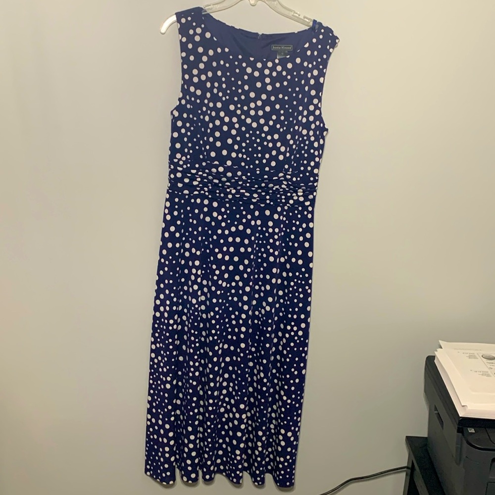 Jessica Howard Navy and White Polka Dot Dress